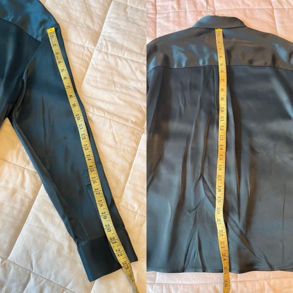 SOLD Aritzia Babaton Sable Herbage Green Satin Long Sleeve Button-down Shirt S - Picture 13 of 15